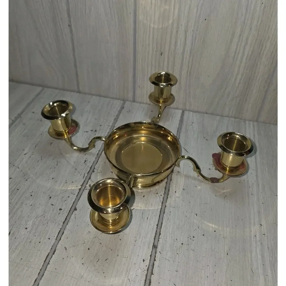 Vtg 90s Partylite Winchester 4 Candle Holder Solid Brass Lacquer Finish Regency - Picture 7 of 7